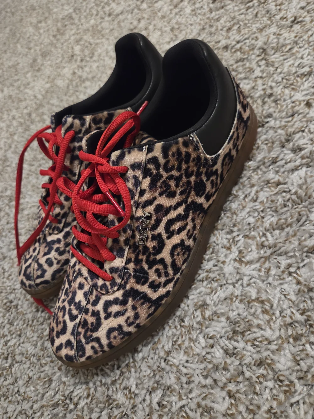 DKNY Leopard Print Sneakers with Red Laces